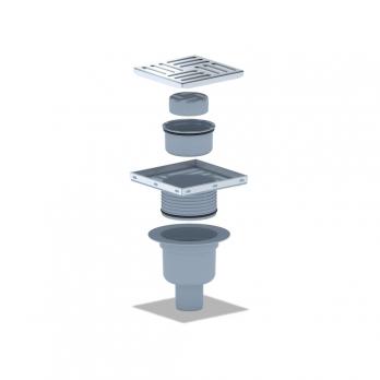 50 трап с вертик. спуском, рег решетка 150х150 нерж, СУХОЙ АНИ пласт TQ5712