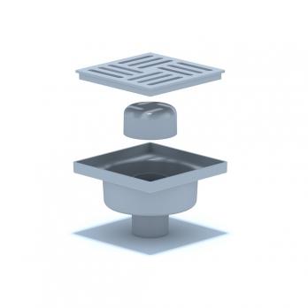 50 трап с вертик. спуском,н/рег решетка 150х150 пласт. АНИ пласт TA5210