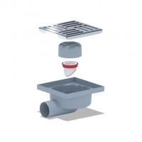 50 трап с гориз. спуском, н/рег решетка 150х150 нерж, СУХОЙ АНИ пласт TQ5112