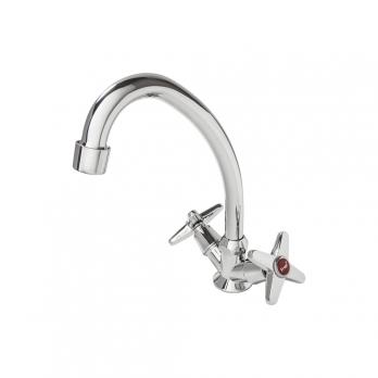 Смеситель для кухни 1/2 кер F4020 FRAP КРЕСТ конус (выс.пов.излив, п/шпильку, хром, силумин)