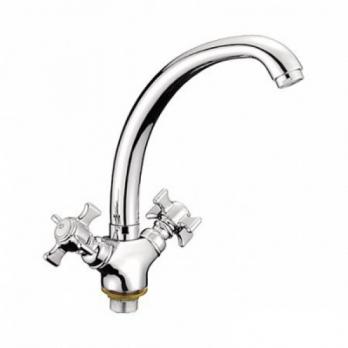 Смеситель для кухни 1/2 кер L5911 Ledeme БАБОЧКА на гайке, тол.гусак, силумин