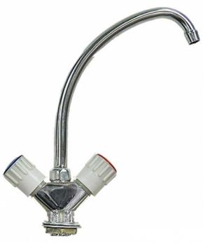 Смеситель для кухни 1/2 рез Казань КС-55 55112 длинный излив бел пласт мах