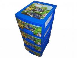 Комод ДЕКОР 4 ярус Машинки голубой В95*Ш38*Г47