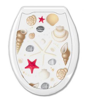 Сиденье для унитаза "Универсал Декор" Ракушки на белом Европласт