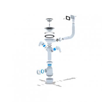 Сифон 3 1/2*40 Ani Грот с 2 носиками с гибким переливом А0146S АНИ пласт