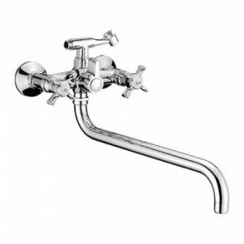 Смеситель для ванны и раковины 1/2 кер L2611 Ledeme  КРЕСТ катридж.перекл., лит.излив, силумин