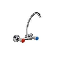 Смеситель для кухни настенный 1/2 кер Казань КС-90 90011 верх излив бел пласт маховики ЕВРО