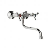 Смеситель для кухни настенный 1/2 кер F4612 FRAP Трилистник (нижний пов.излив, ХРОМ, силумин)
