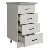 Стол разделочный 40 белый мрамор (4 ящика), столешница гранит пёстрый