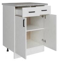 Стол разделочный 60 белый мрамор (2 ящика), столешница гранит пёстрый