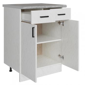 Стол разделочный 60 белый мрамор (2 ящика), столешница гранит пёстрый