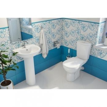 Унитаз-компакт "Комфорт" белый (косой, нижн, сид.полип., 2-кн.арм) (Rosa)