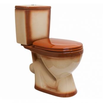 Унитаз-компакт "Лира" коричневый (косой, нижн, сид. полип., арм) (Rosa)