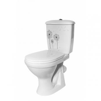 Унитаз-компакт "Радуга" ДЕКОР одуванчик (тарельчат,кос,нижн,сид,арм) (Ст.Оскол)