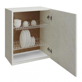 шкаф навесной кухонный с сушкой 50 белый мрамор (2 места)