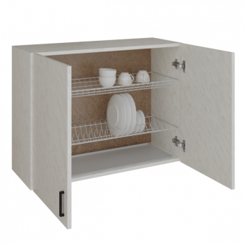 шкаф навесной кухонный с сушкой 80 белый мрамор (2 места)