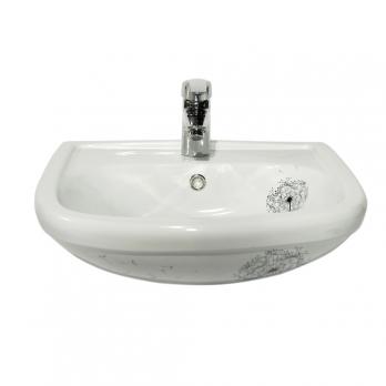 Раковина накладная "Альфана-52" белая ДЕКОР  одуванчик (ОК)