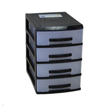 Мини-комод 4 ярус черный/прозрачный В25*Ш18*Г25