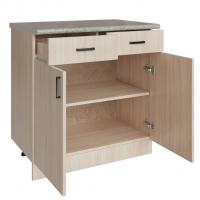 Стол разделочный 80 венге светлое (дуб млечный) (2 ящика), столешница гранит пёстрый