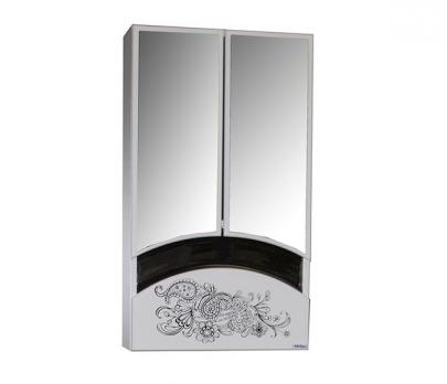 Зеркальный шкаф "РАДУГА-46" ЦВЕТЫ белый без подсветки
