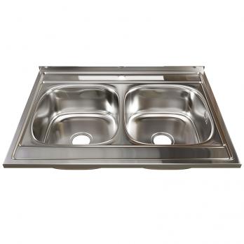 Мойка 80х60 (0,6) 2-х чаш вып 3 1/2 MIXLINE 18см с сифоном