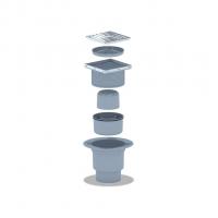 110 трап с верт. спуском, рег решетка 150х150 нерж. АНИ пласт TA1712