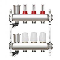 Коллекторная группа VRT® 1'' х 3/4'' (евроконус)  3 вых, авт в/отвод, c расходомерами