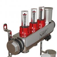Коллекторная группа VRT® 1'' х 3/4'' (евроконус)  3 вых, авт в/отвод, c расходомерами