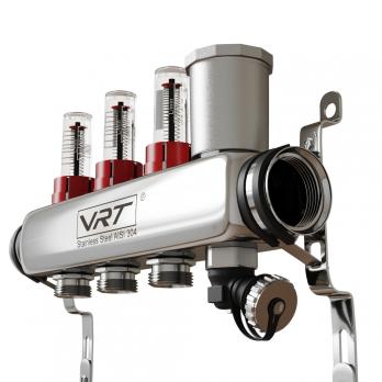 Коллекторная группа VRT® 1'' х 3/4'' (евроконус)  3 вых, авт в/отвод, c расходомерами