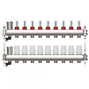 Коллекторная группа VRT® 1'' х 3/4'' (евроконус)  9 вых, авт в/отвод, c расходомерами