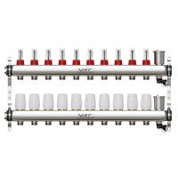 Коллекторная группа VRT® 1'' х 3/4'' (евроконус) 10 вых, авт в/отвод, c расходомерами