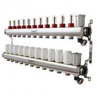 Коллекторная группа VRT® 1'' х 3/4'' (евроконус) 11 вых, авт в/отвод, c расходомерами