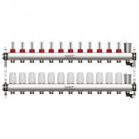Коллекторная группа VRT® 1'' х 3/4'' (евроконус) 12 вых, авт в/отвод, c расходомерами