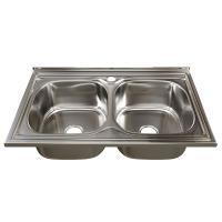 Мойка 80х50 (0,6) 2-х чаш вып 3 1/2 MIXLINE 18см с сифоном