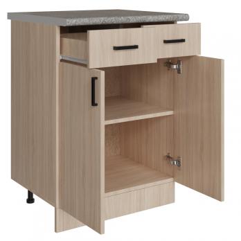 Стол разделочный 60 венге светлое (2 ящика), столешница гранит пёстрый