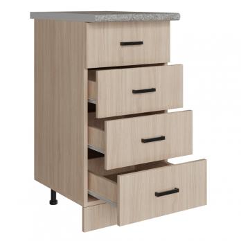 Стол разделочный 40 венге светлое (дуб млечный) (4 ящика), столешница гранит пёстрый