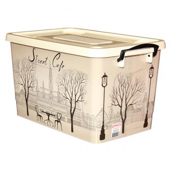 Контейнер д/хранения 35л слоновая кость Уличное Кафе
