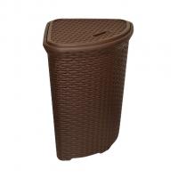 Корзина д/белья с крышкой УГЛОВАЯ 60л  РОТАНГ коричневая