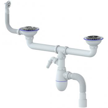 Сифон 3 1/2*40 B731V двойной с нос, с круг. перел. с гофрой 40*40/50 UNICORN (винт,шток,руч-латунь)