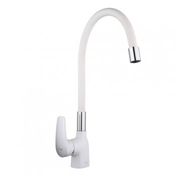 Смеситель для кухни 35к F4453-03 FRAP (гибкий излив, п/гайку, БЕЛЫЙ, латунь)