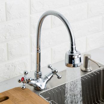 Смеситель для кухни 1/2 кер F4319 FRAP (гибкий излив, 2х реж.аэратор, п/гайку, хром, силумин)