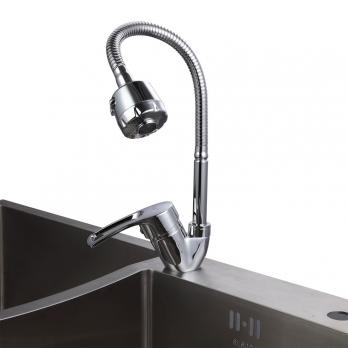 Смеситель для кухни 40к F43701-B FRAP бок.ручка (гибкий излив, п/гайку, хром, силумин)