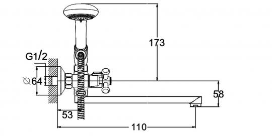 Смеситель для ванны и раковины 1/2 кер Glauf QST7-A827