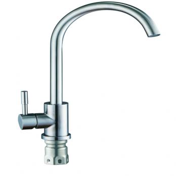 Смеситель для кухни 35к Glauf ZAP4-A090 НЕРЖ высокий излив, бок. ручка, п/гайку