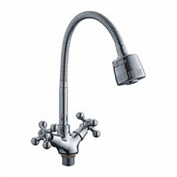 Смеситель для кухни 1/2 кер L4319-3 Ledeme КРЕСТ гибкий излив, гайка, силумин