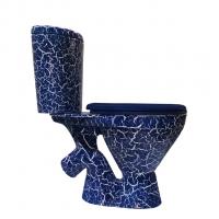 Унитаз-компакт "ЭЛЕГАНТ" синий кракелюр (косой, нижн, сид.полип., арм) (Rosa)