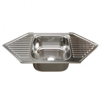 Мойка врез 95х50 (0,8) УГЛОВАЯ вып 3 1/2 MIXLINE 18см с сифоном