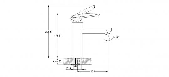 Смеситель для раковины 35к Glauf LOF1-A033 п/шпильку