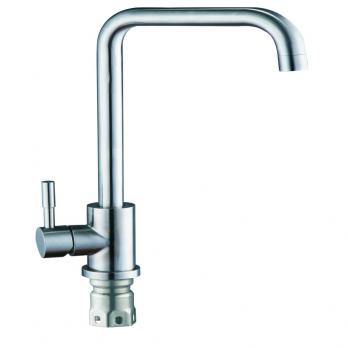 Смеситель для кухни 35к Glauf ZAP4-B090 НЕРЖ высокий излив, бок. ручка, п/гайку