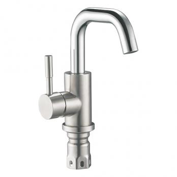 Смеситель для раковины/мойки 35к Glauf ZAP1-A090 НЕРЖ кор. излив, п/гайку